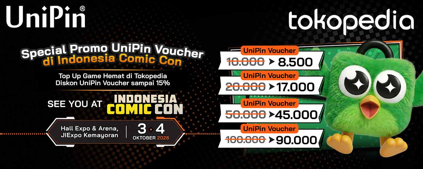 Special Promo UniPin Voucher di Indonesia Comic Con 2026 di Tokopedia!